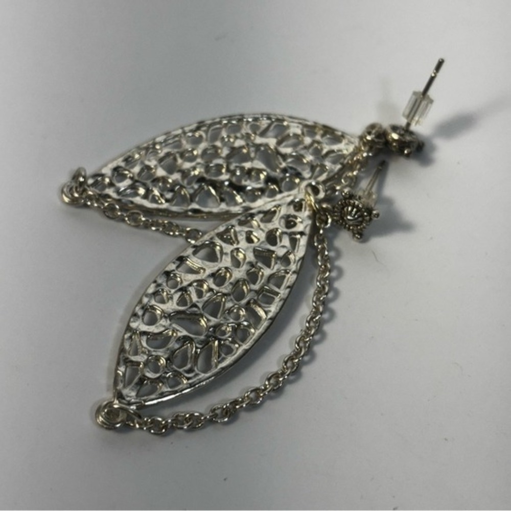 Chic‎ Silver Tone Filigree Drop Earrings